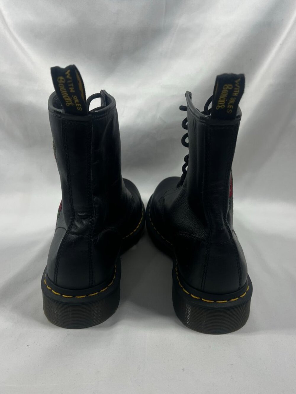 Dr. Martens Boots Womens 1460 Vonda Combat Leather Floral Embroidered 10 Grunge - Picture 4 of 9
